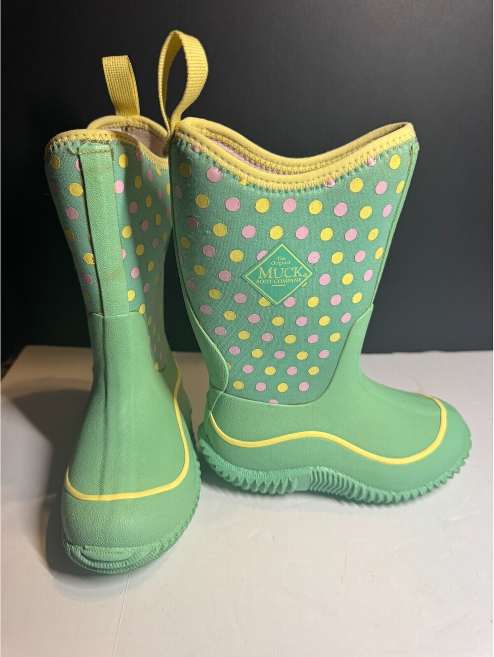 Muck Boot Kids' Hale Boots Neoprene Waterproof Rain Winter Polka Dot Girls 10